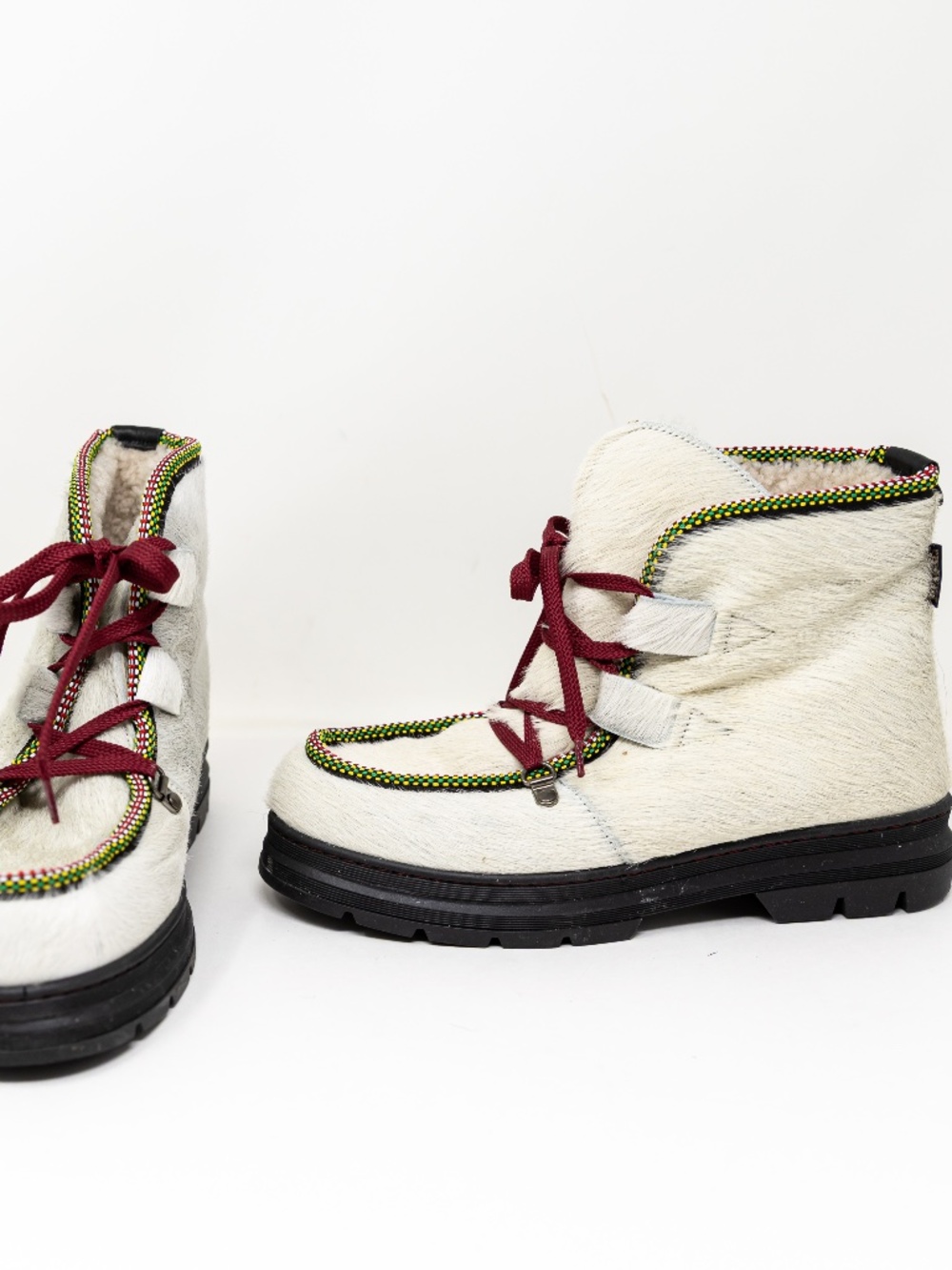 NEW Penelope Chilvers Incredible Fur Lace Up Ankle Booties Shoes Winter White 10